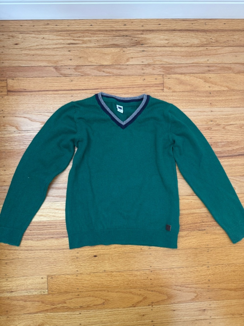 Janie and Jack Boys Green V-Neck Preppy Cricket Sweater | Size 7